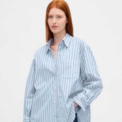 THE BIG SHIRT - POPLIN STRIPES LIGHT BLUE STRIPE