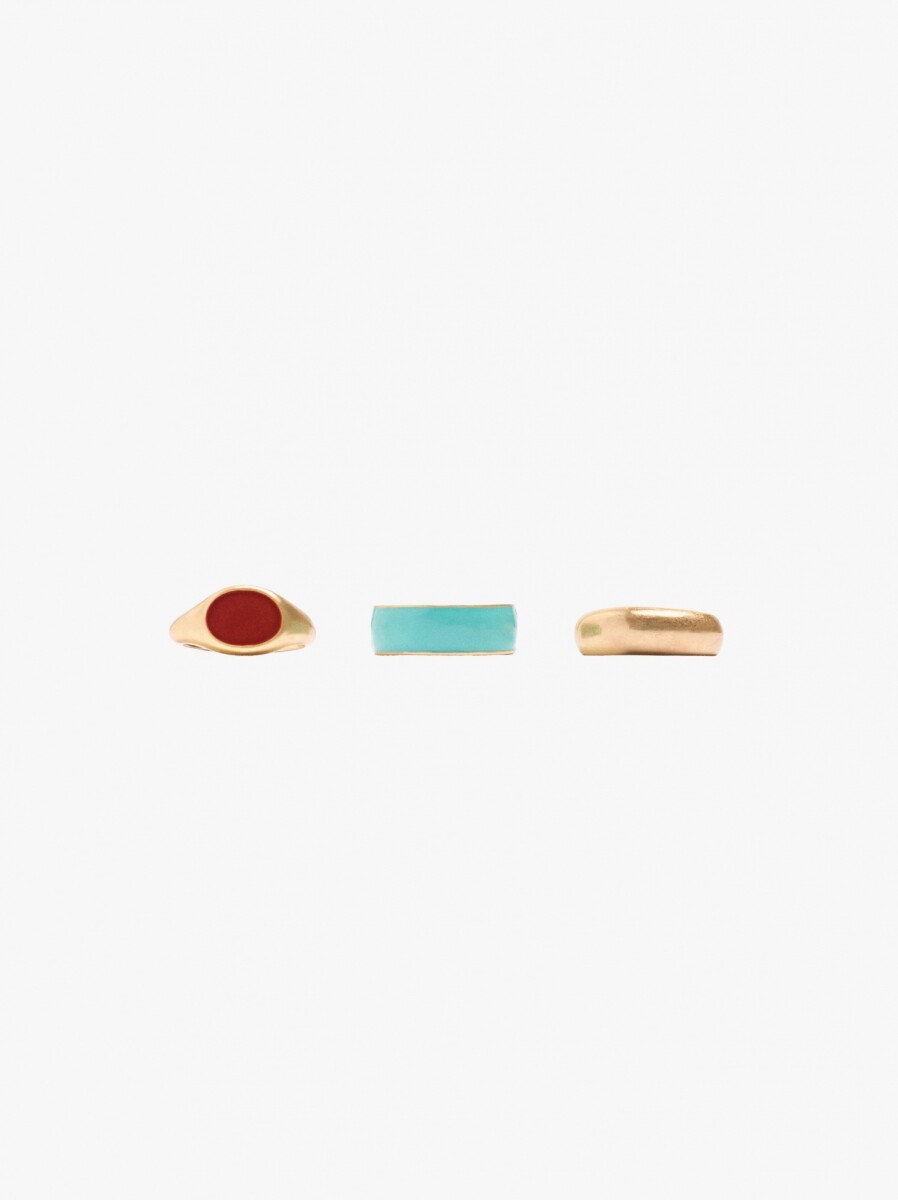 Set De Anillos Con Esmalte - multicolor 
