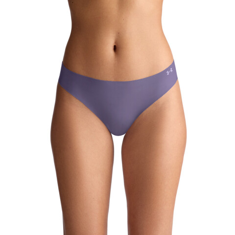 UA PURE STRETCH NO SHOW THONG-SOLID 3PK-PNK PPL-520