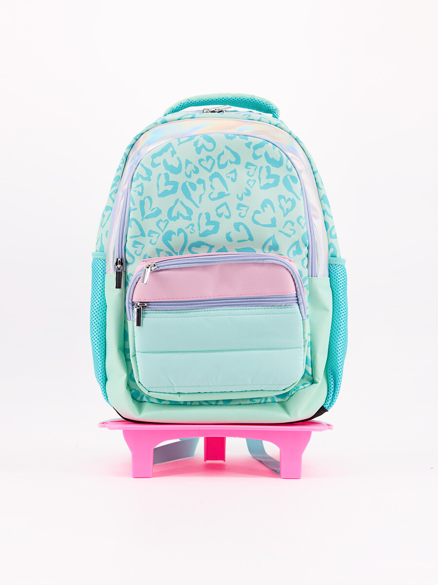 MOCHILA CARRITO PRINT AQUA - VERDE AQUA 