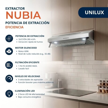 Extractor + Anafe Pack De Extractor Purificador Nubia + Anafe A Gas Vulcano Quad 4 Acero Inoxidable