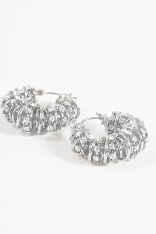 Aros con strass plateado