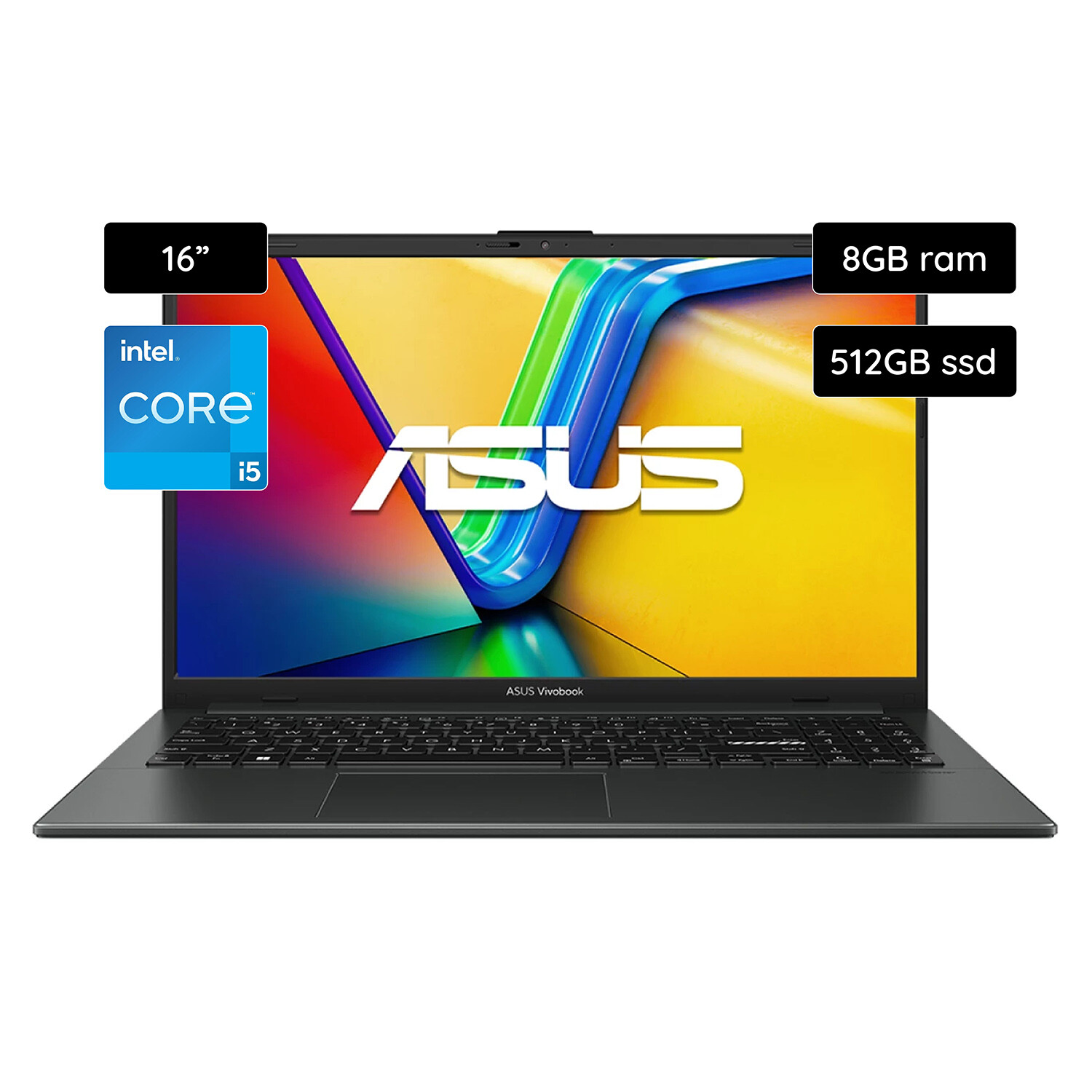 Notebook ASUS Vivobook X16 16 Full HD 512GB SSD / 8GB RAM Intel Core i5-12  Español X1605ZA-MB012W - Black — Cover company
