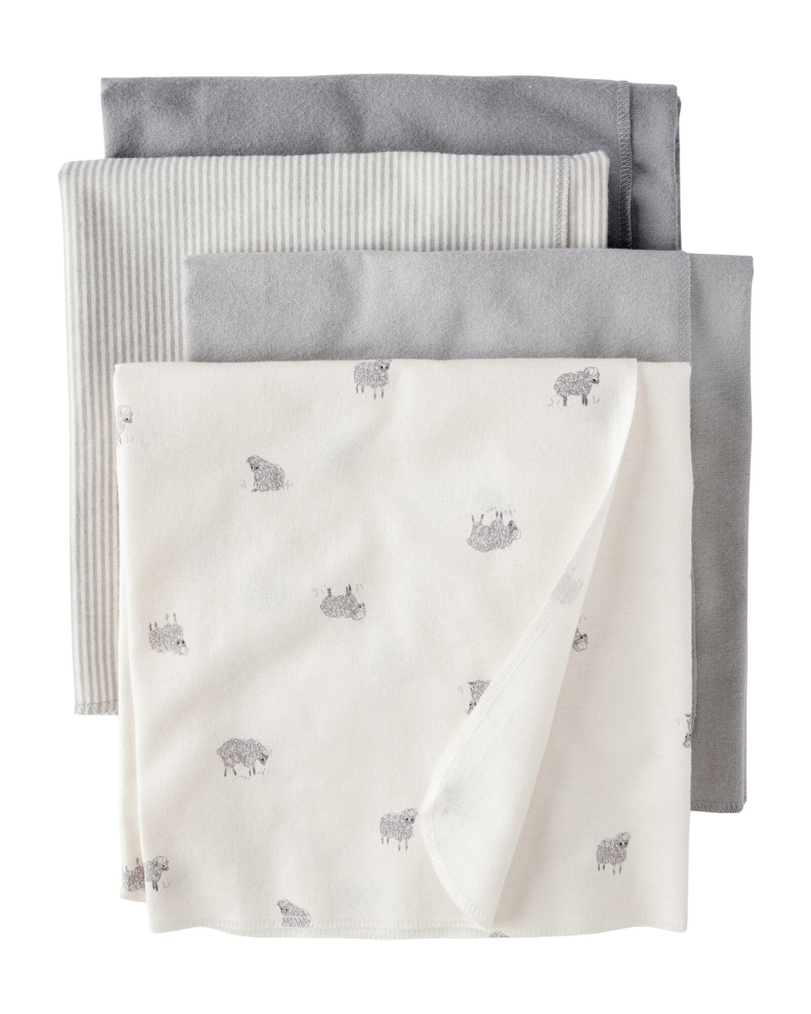 Pack cuatro mantas recibidoras de algodón, diseño ovejas Sin color
