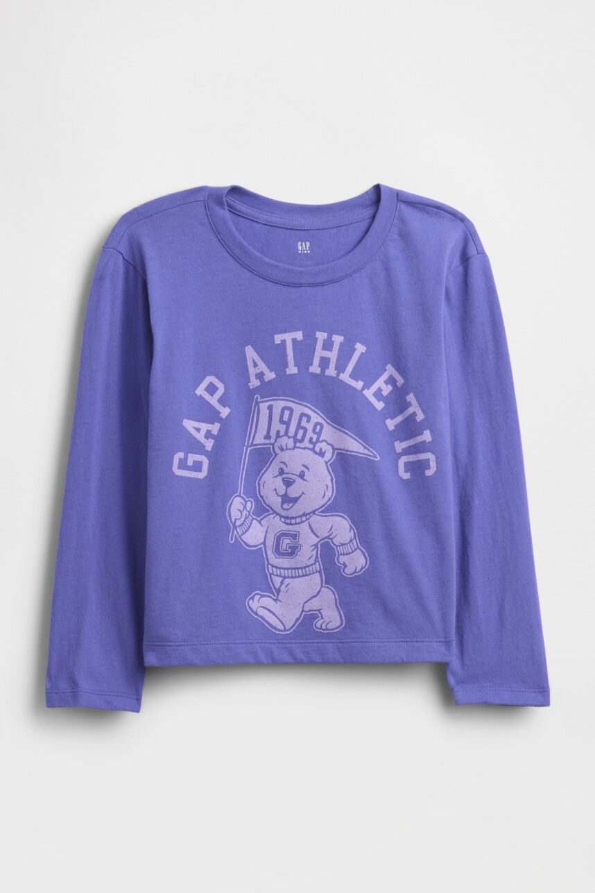 Remera Logo Gap Manga Larga Niña Blue Iris 2
