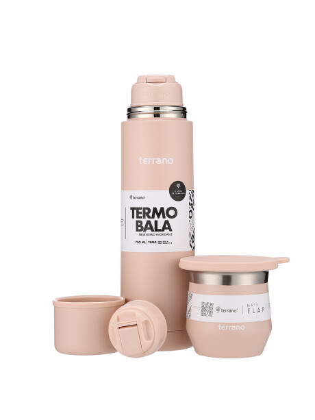 Kit Termo Acero Bala 750mL + Mate Flap Rosado