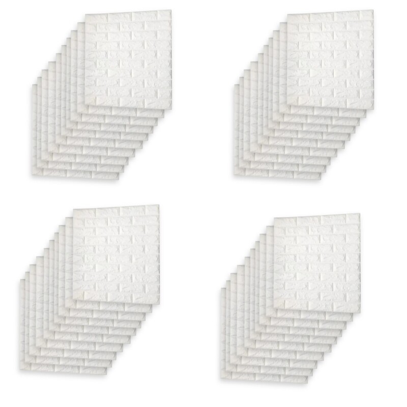 40 Placas Revestimiento Pared Autoadhesiva 70x77cm Promo X40 Blanco
