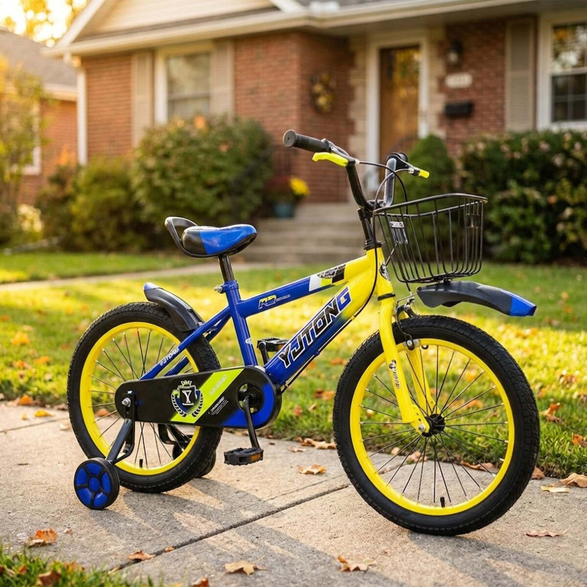 Bicicleta Infantil Yjtong R18 Canasto Parrilla Guardabarros - Amarillo 1 
