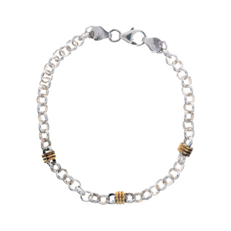 Pulsera de plata 925 y double en oro 18 ktes, ROLO. Pulsera de plata 925 y double en oro 18 ktes, ROLO.