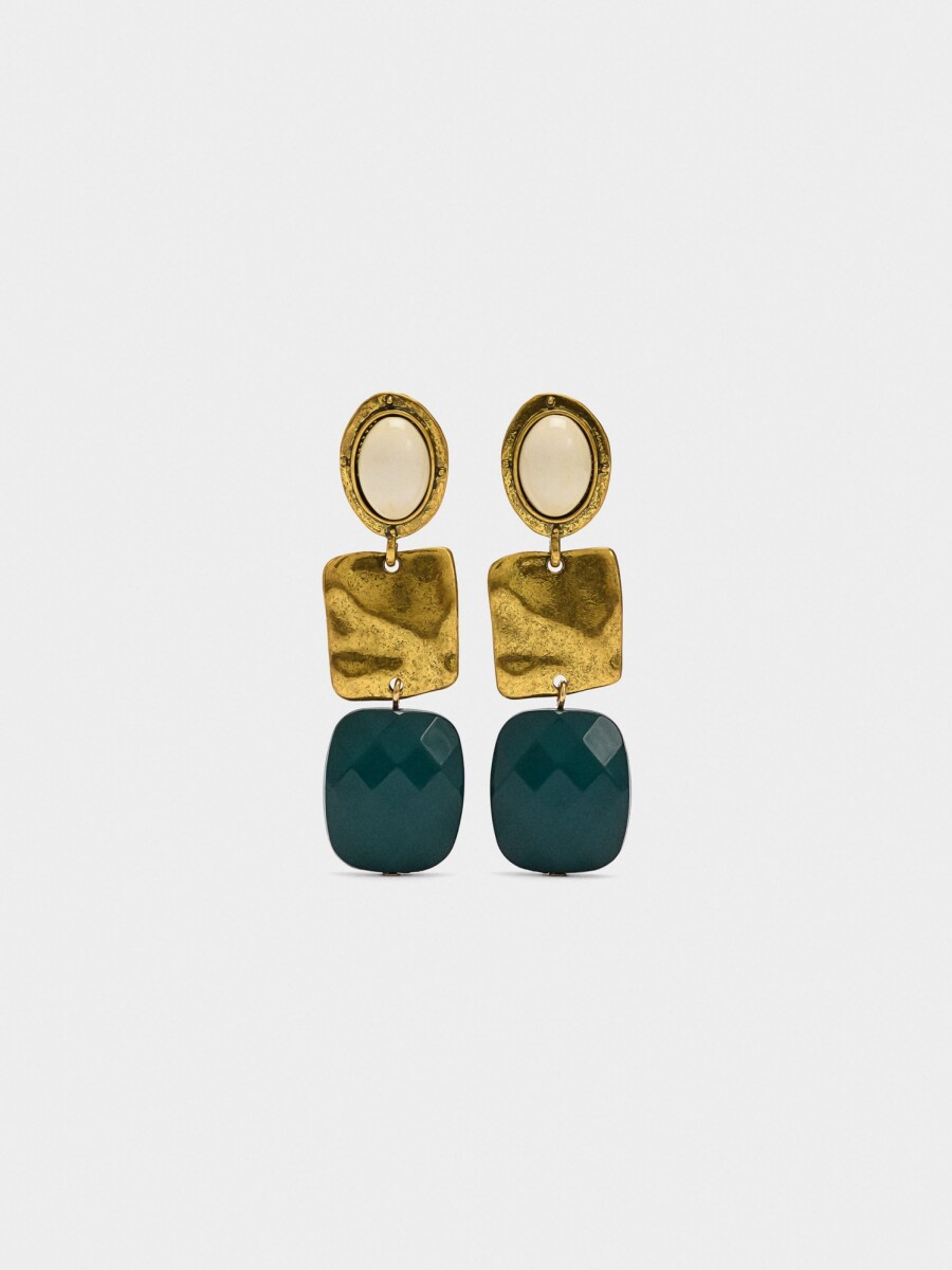 Pendientes Largos Geométricos verde