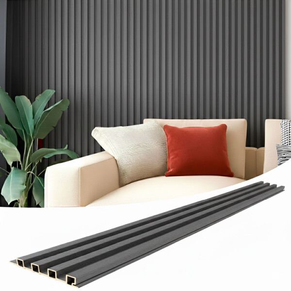 Pack x20 Wpc Simil Madera Wall Panel Lambrin 2.90x16.7 Color Gris Espiga