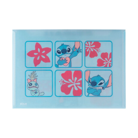 Sobre Zip Mooving Licencia A4 Stitch Celeste