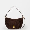 Cartera al Hombro Lua En Cuero Gamuza Marron