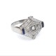 Anillo 18k estilo antiguo zafiros sintéticos,brillantes y diamantes Anillo 18k estilo antiguo zafiros sintéticos,brillantes y diamantes