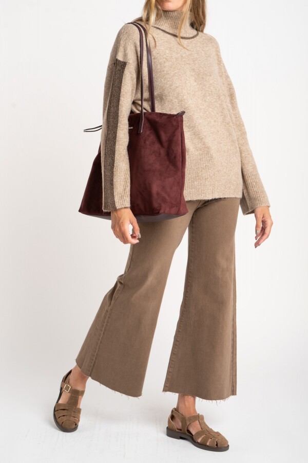 Polera Combinada Beige Melange