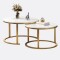 Mesa Auxiliar Circular Doble Chica Blanco y Dorado