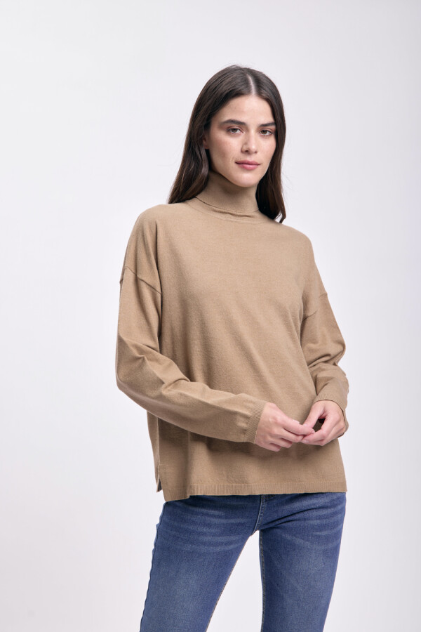 Polera punto de rib Beige