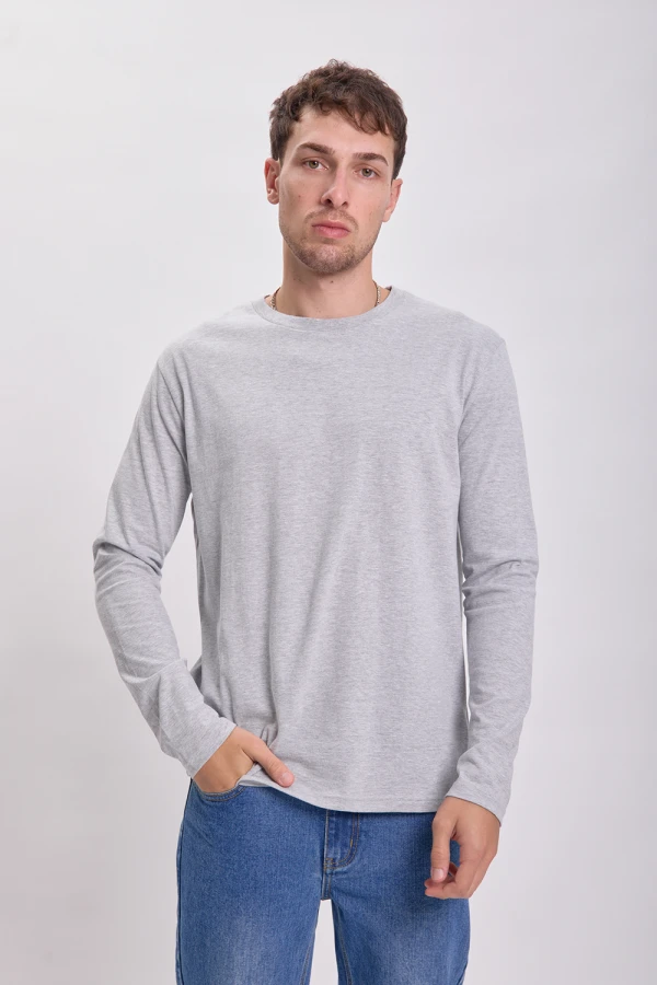Remera manga larga básica Gris Claro