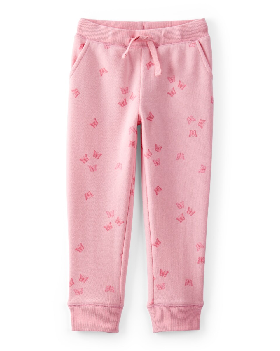 Pantalón de algodón, rosado, diseño mariposas 