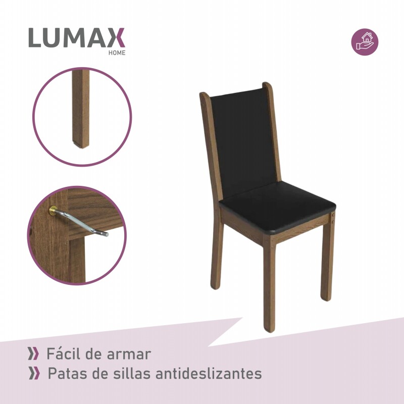 Juego de Comedor Mesa de Madera 6 Sillas Rustico Negro
