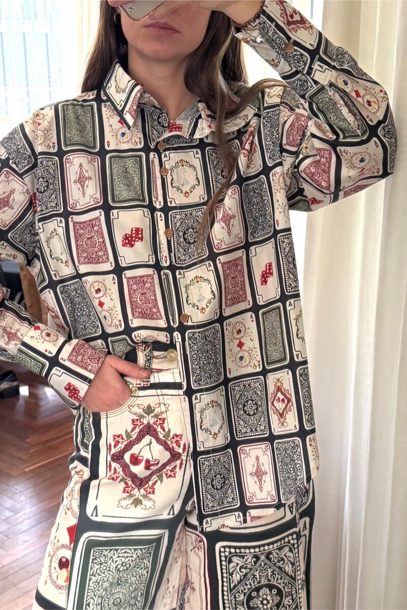 Camisa Onda Print Ludika Marino