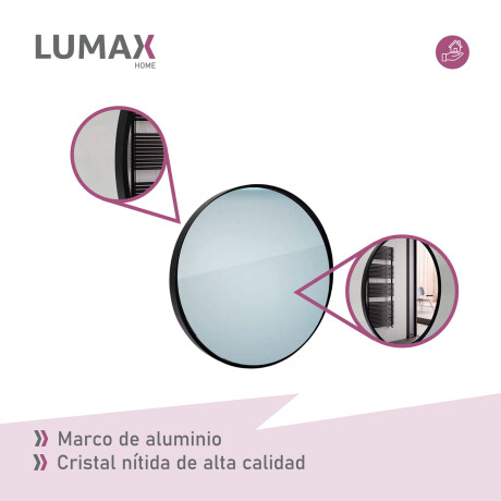 Espejo redondo de pared Lumax Diámetro 50cm Negro