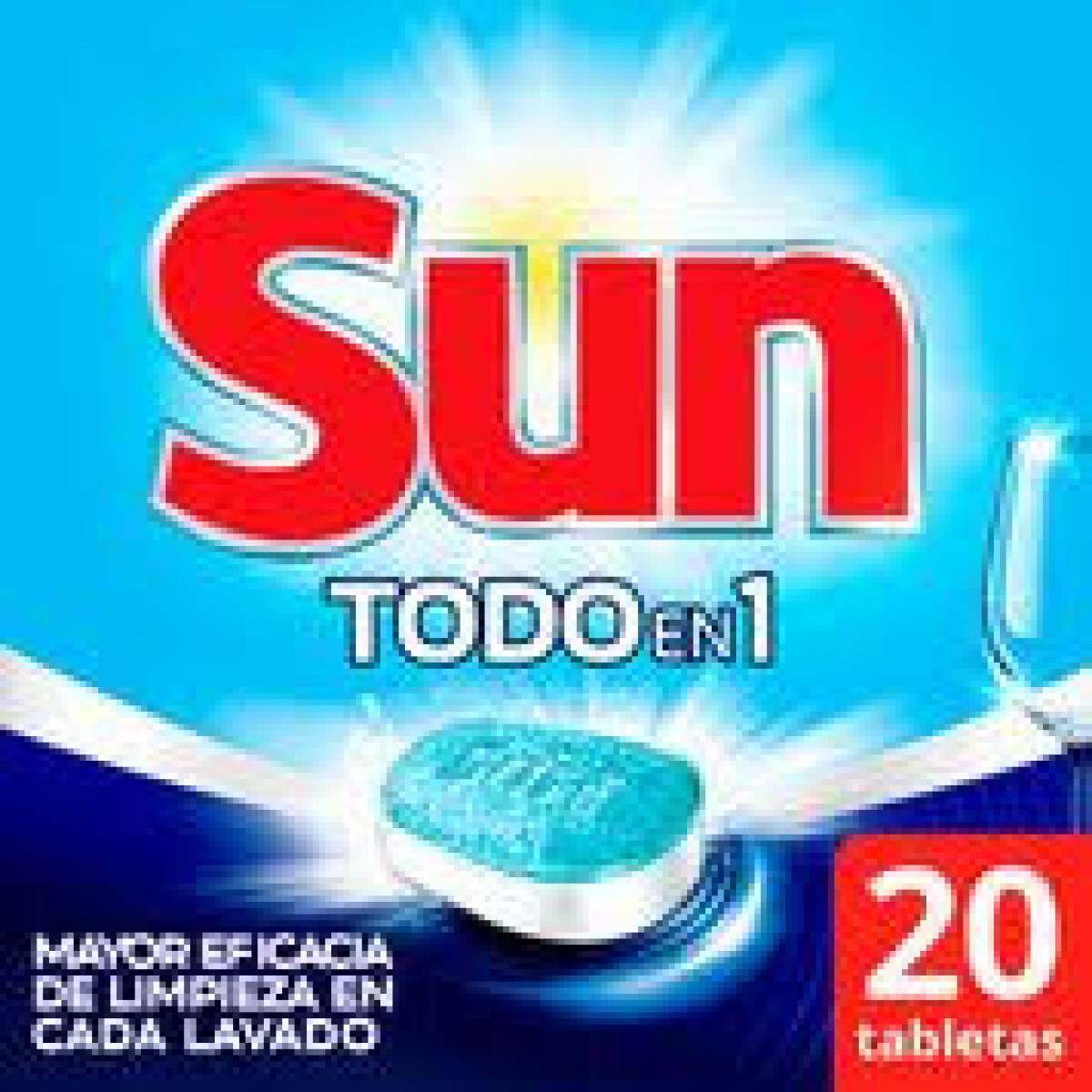 Pastillas para maquinas Lavavajilla Sun x 20U. 
