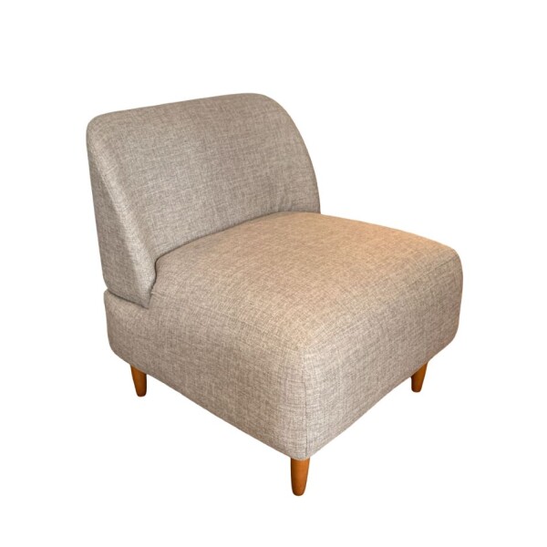 Poltrona S/ brazos respaldo curvo tapizada tela marron con puntos claro Poltrona S/ brazos respaldo curvo tapizada tela marron con puntos claro