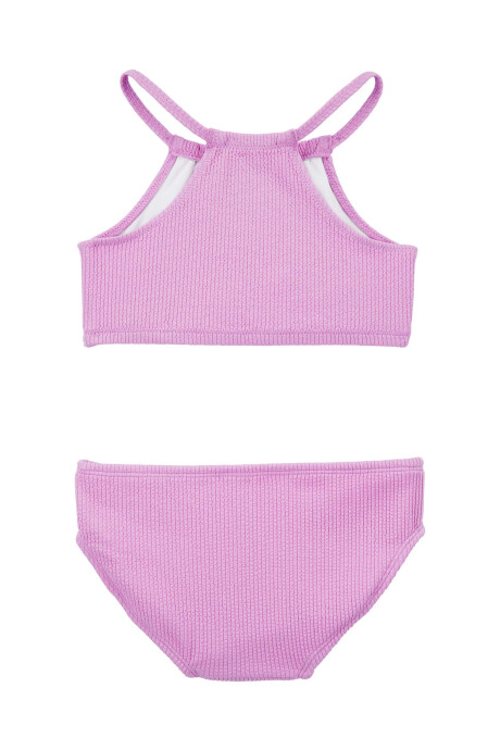 Traje de baño dos piezas con protección UPF 50+, cuello halter, rosado Sin color
