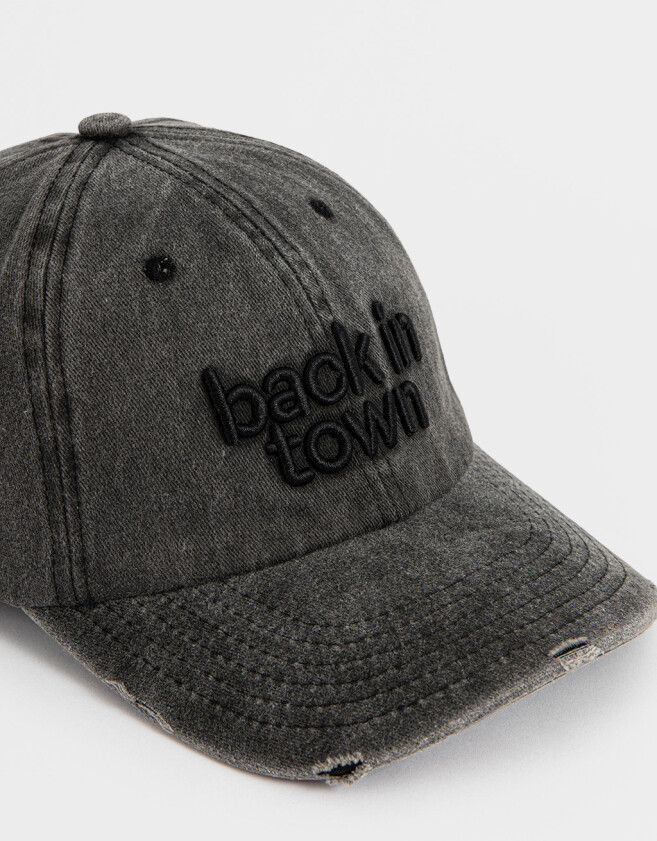 Caps Denim Gorra Denim Efecto Rotura - Negro
