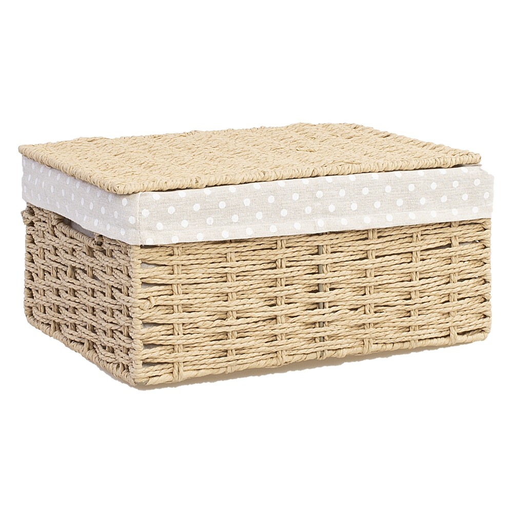 CESTO FIBRA-NATURAL NATURAL-BEIGE RECTANGULAR CON TAPA