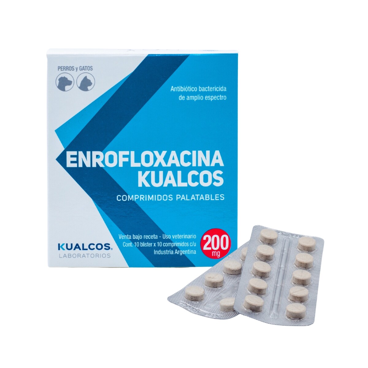 ENROFLOXACINA KUALCOS 200 MG X BLISTERS DE 10 COMPRIMIDOS PALATABLE 