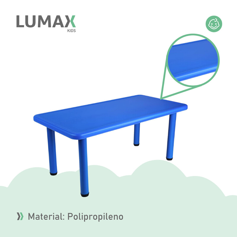 Mesa de plástico niños rectangular 120x60cm Azul