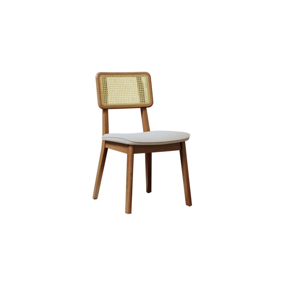 Silla de Comedor Classic - Línea Manhattan Tela Bouclé/Natural