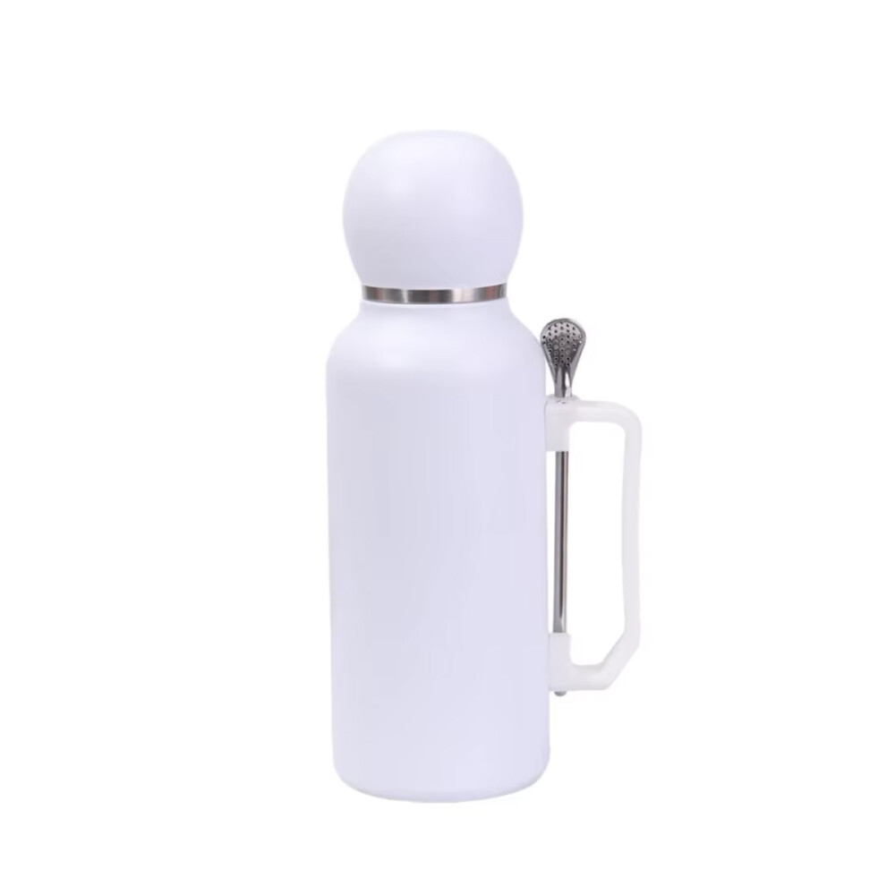 Set De Termo + Mate + Bombilla 1 Litro Acero Blanco