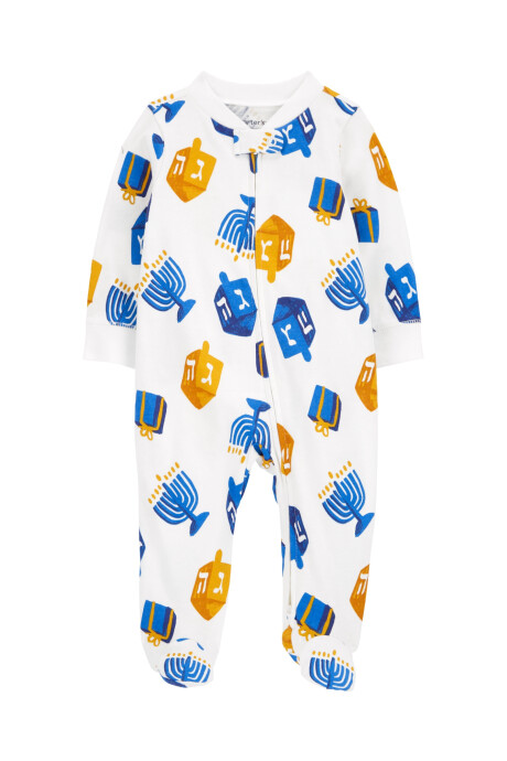 Pijama uno pieza de algodón, con pie, diseño hanukkah Sin color