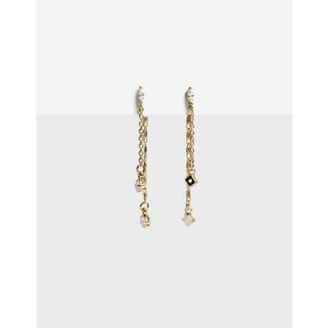 Aros Largos Con Cubic Zirconia Dorado
