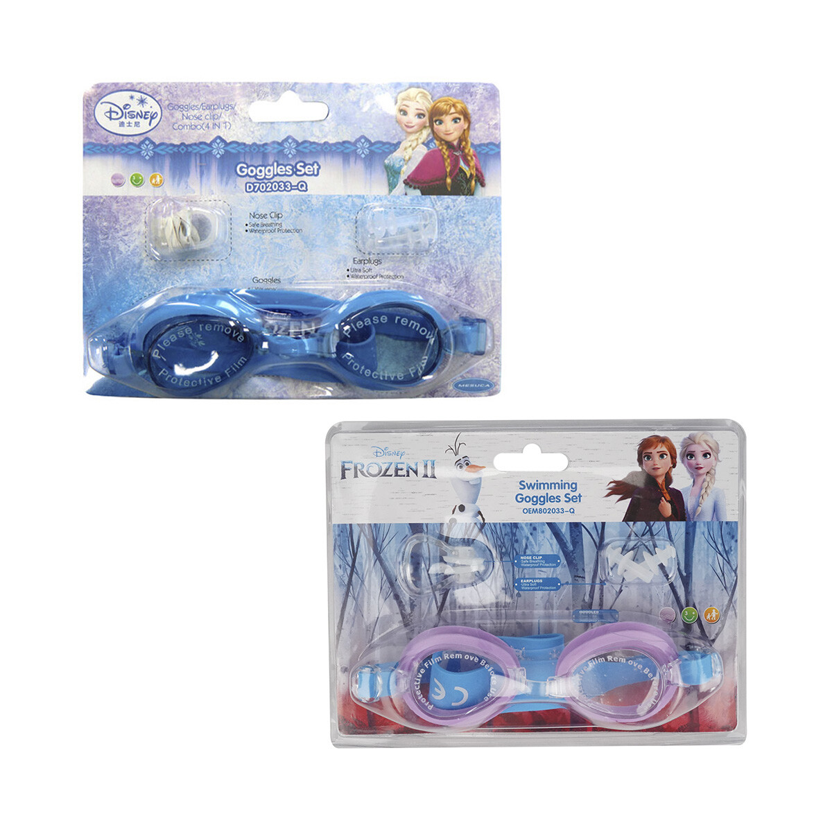 Lentes Natación Frozen con Clip y Tapón Diseños Surtidos - CELESTE 