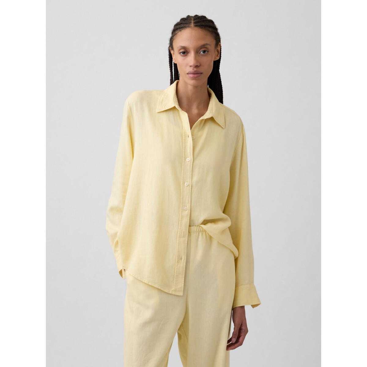 V-LINEN EASY SHIRT - MAIZE 