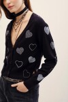 CARDIGAN HOTFIX HEARTS Negro