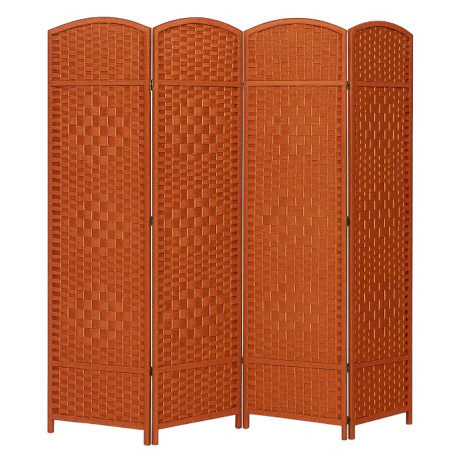Biombo Separador Ambiente 4 Hojas Madera Moderno Natural Marrón