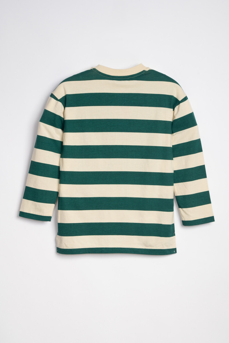 Remera Manga larga Rayado Verde Y Beige