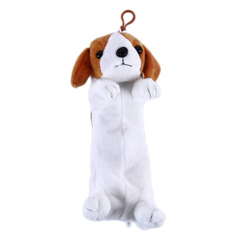 Cartuchera Escolar Peluiche Perro Infantil Con Cierre 2 en 1 Variante Color Beige