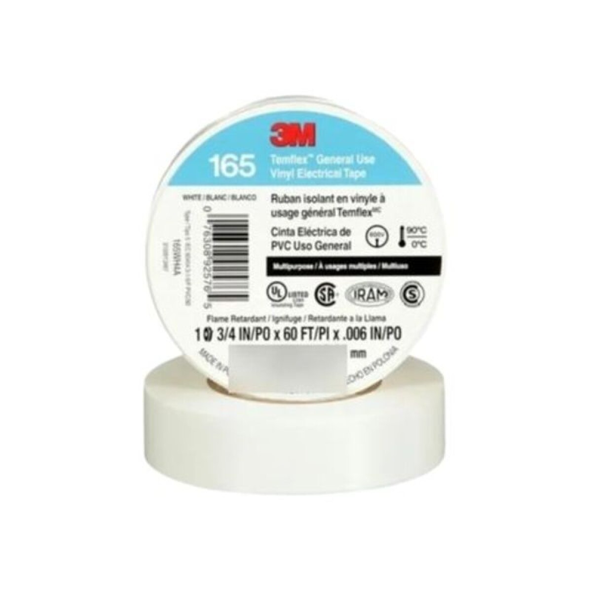 CINTA AISLADORA TEMFLEX 165 BLANCO 19MM X 18M - 3M 