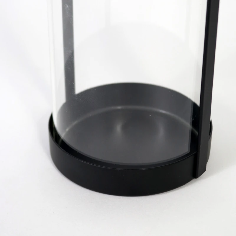PORTA VELA METAL NEGRO/VIDRIO 10X10X27CM Unica