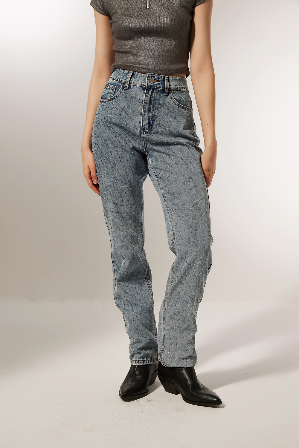 Pantalon Gera Azul Grisaceo