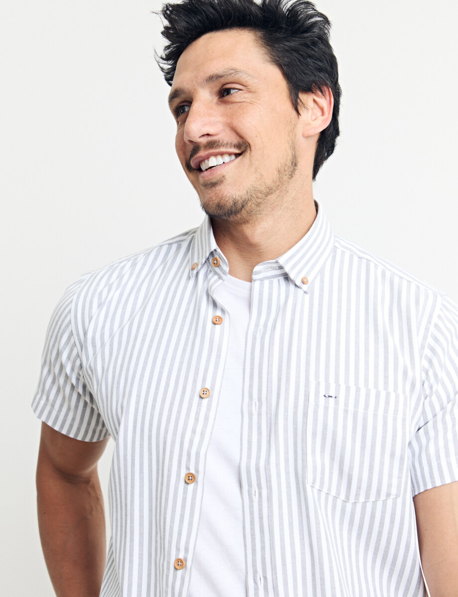 012672 CAMISA HARRINGTON LABEL Kaki / Blanco