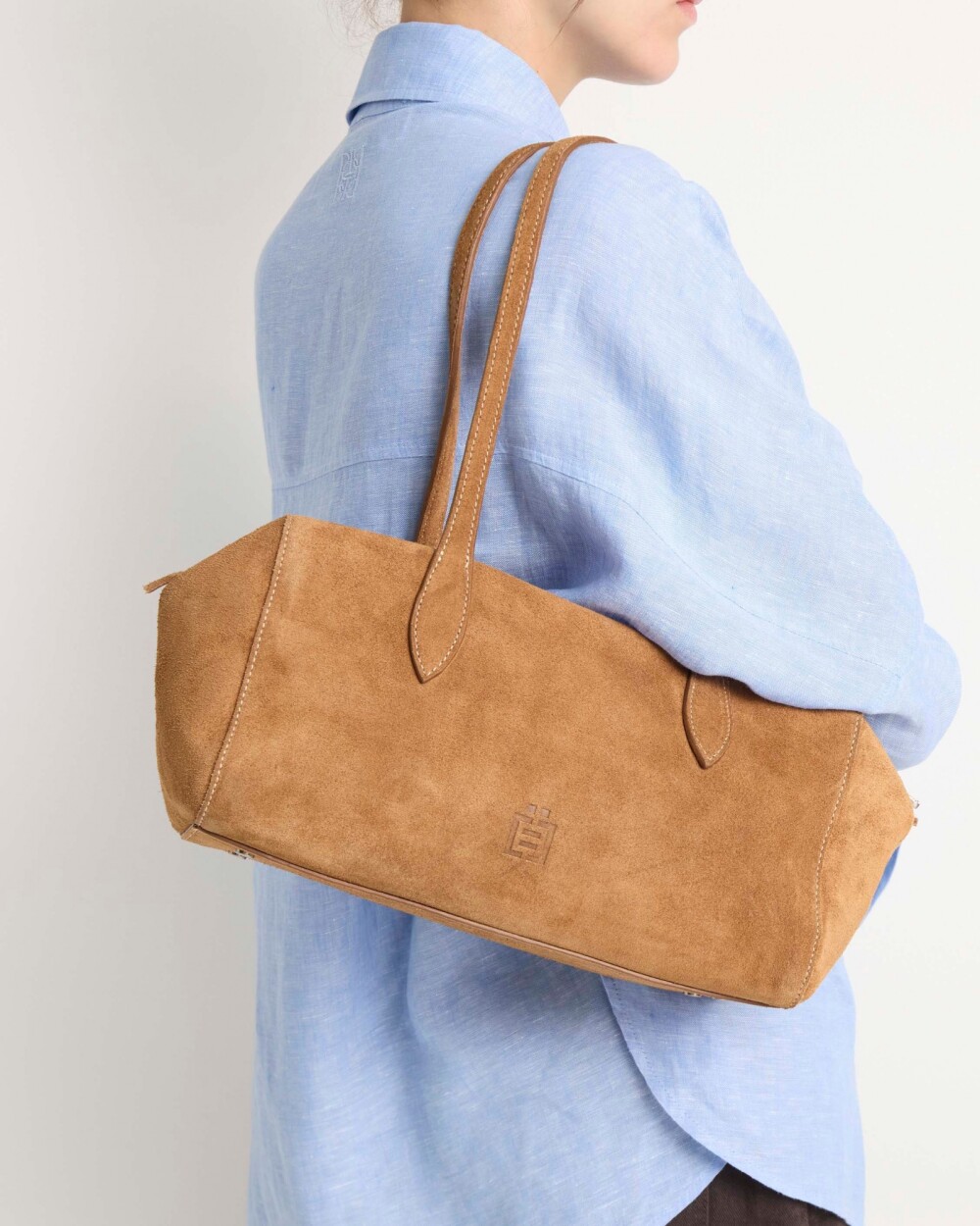 Cartera al hombro The Gang Manifest en cuero gamuza Cuoio