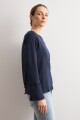 Remera manga larga con puntilla azul marino