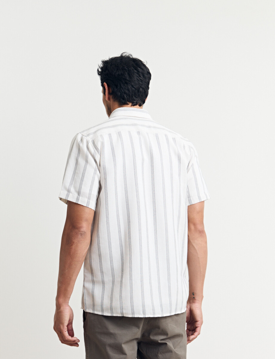 012630 CAMISA HARRINGTON LABEL Natural/azul